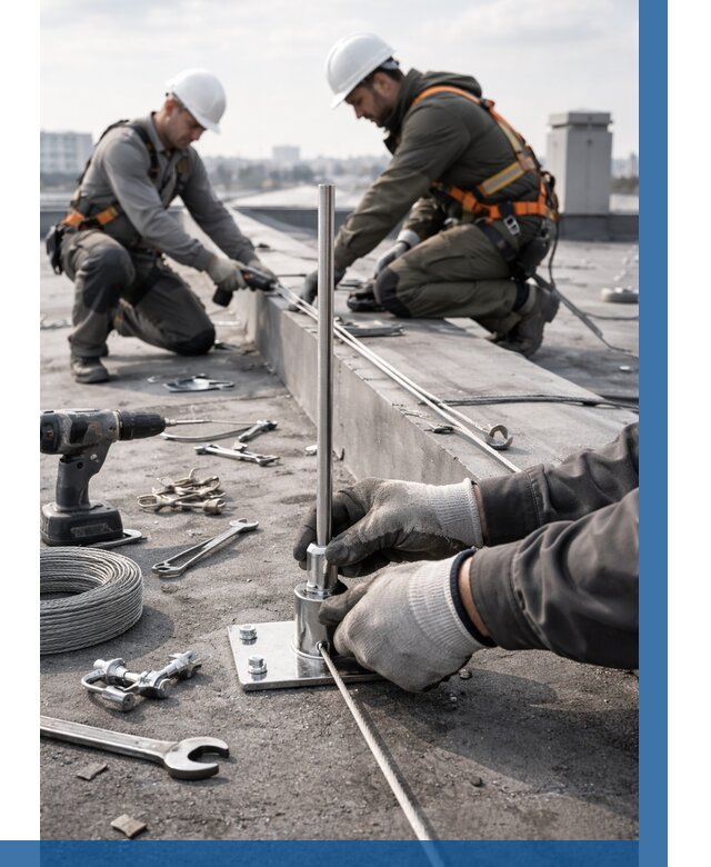 Монтаж молниезащиты на кровле в Топках цена от 25333 р. | ВЫСОТНИК-Тпк