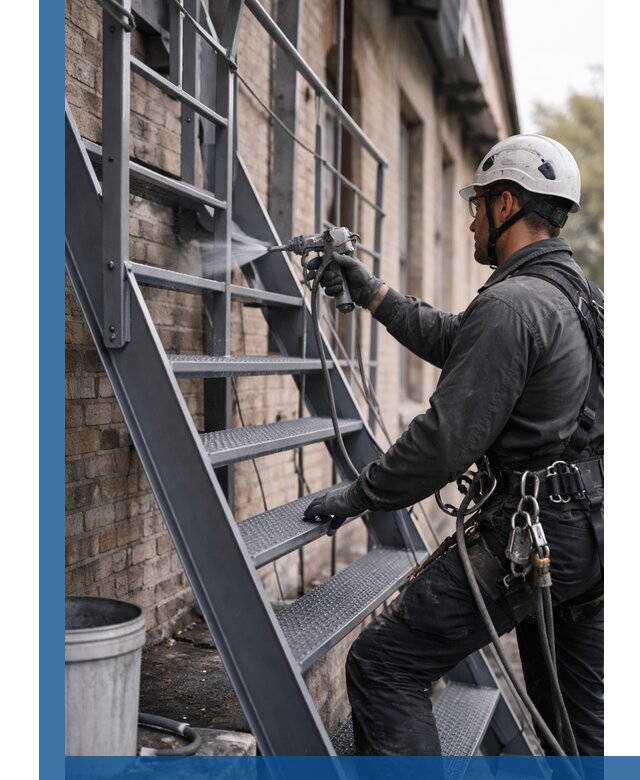 Покраска и антикоррозионная защита пожарных лестниц в Топках