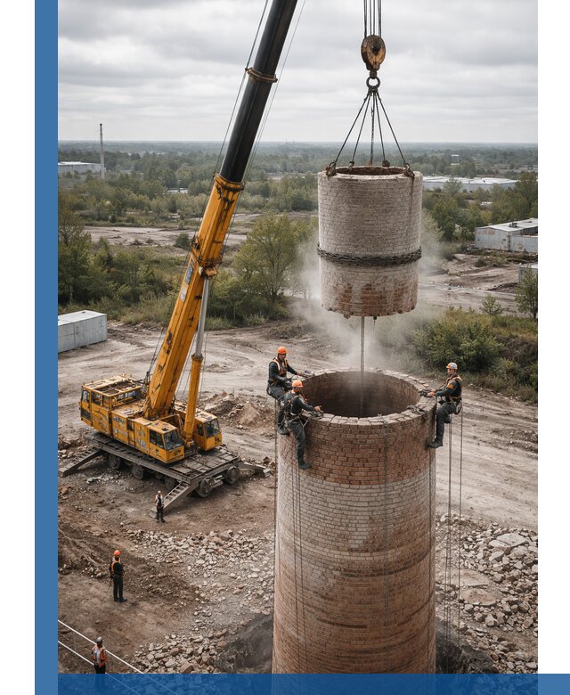 Демонтаж дымовой трубы в Топках с гарантиями безопасности