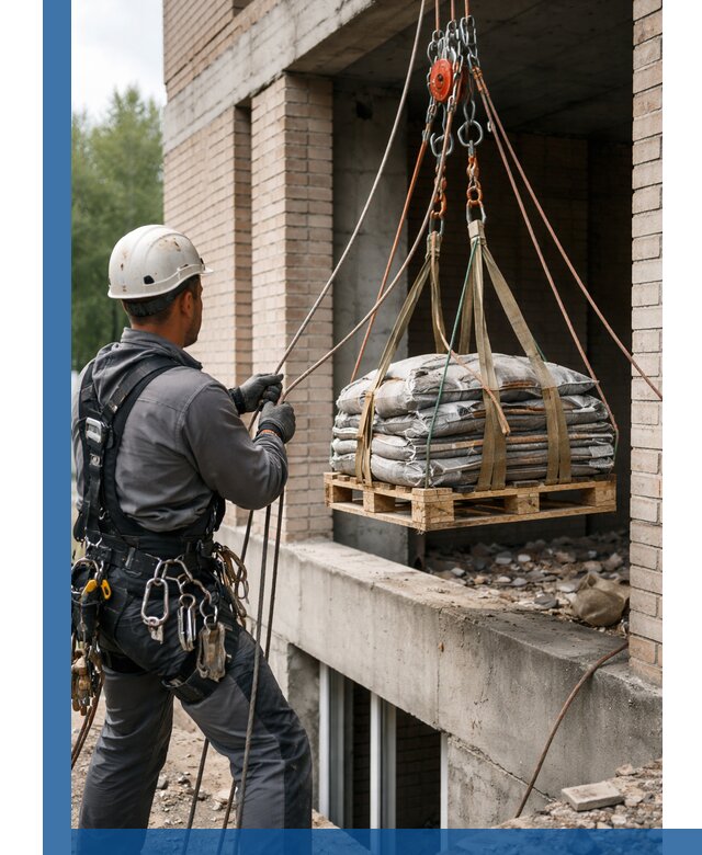 Подъем материалов на этаж веревками в Топках оперативно