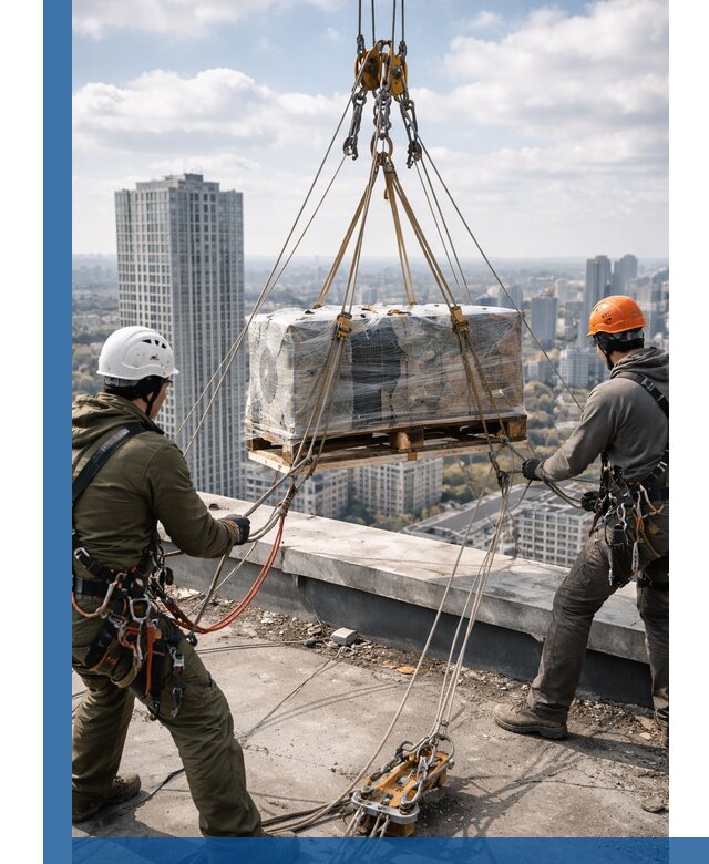 Подъем и монтаж крупногабаритных грузов на крышу в Топках