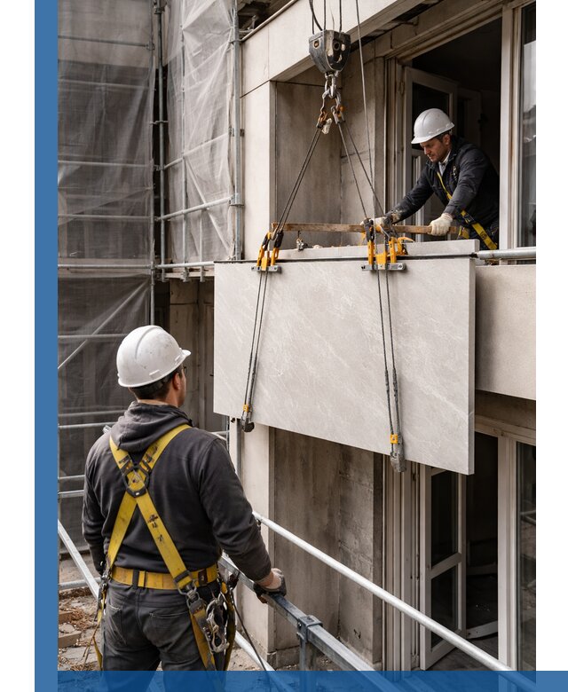 Подъем керамогранита на этаж в Топках грузчиками и техникой