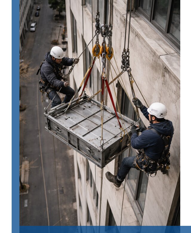 Спуск и подъем грузов по фасаду в Топках для зданий