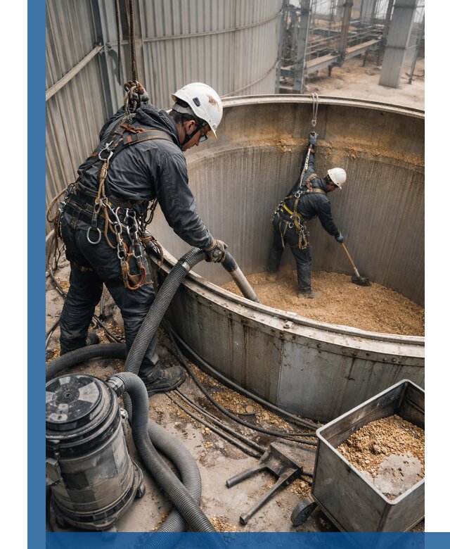 Профессиональная чистка зерновых бункеров в Топках с выездом