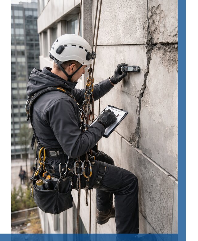 Обследование фасада альпинистами в Топках от 122 р. | ВЫСОТНИК-Тпк